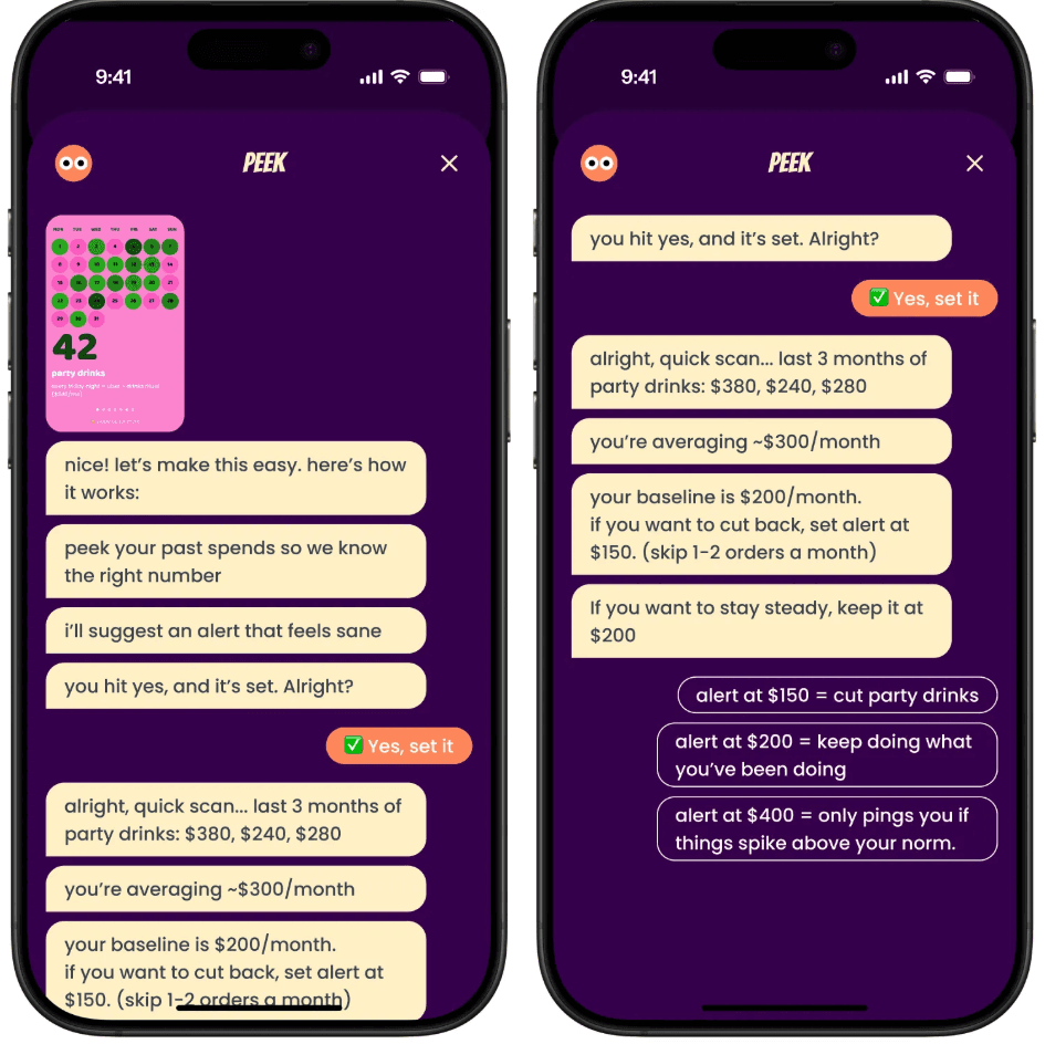 Monofeed text interface example